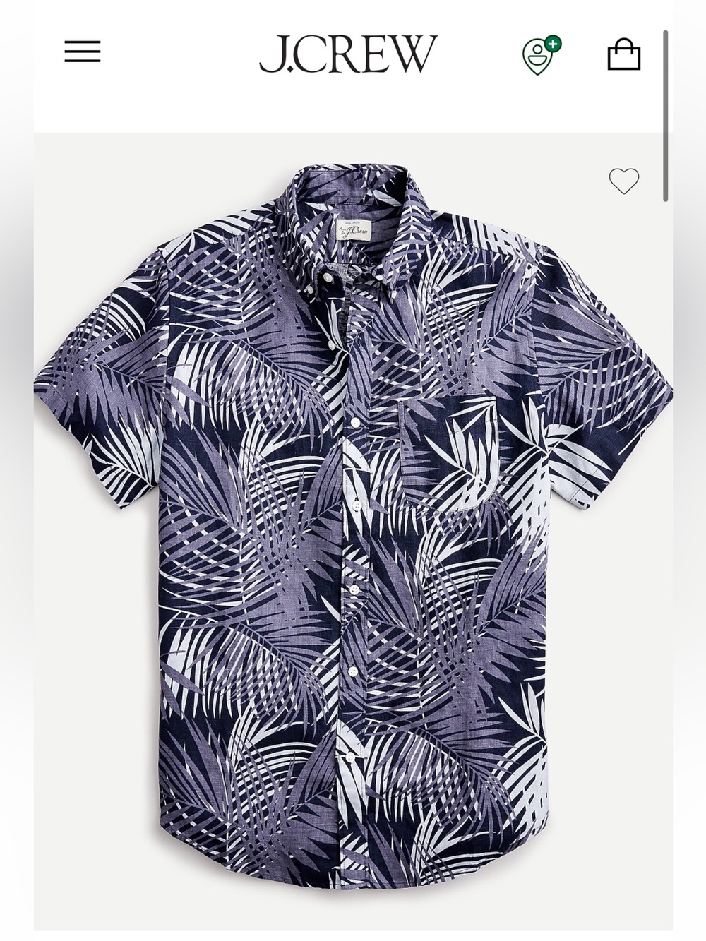 J.Crew Short-sleeve 100% linen shirt in palm print sz L